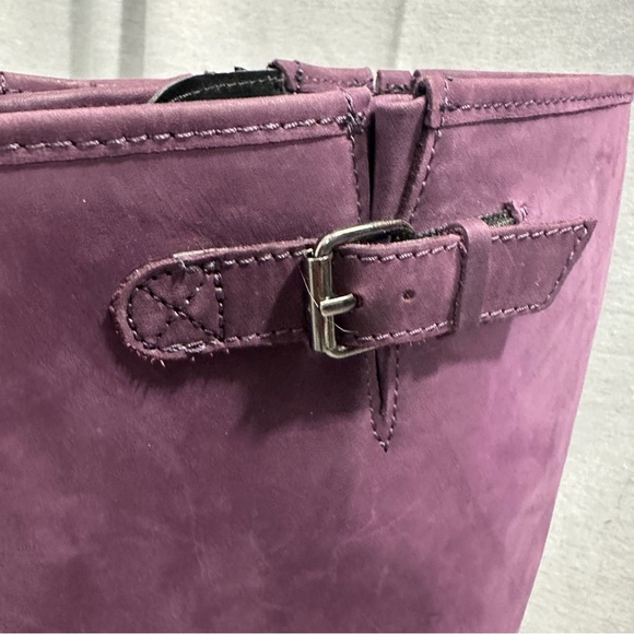 Hotter Belle knee high low heeled suede boots, purple, sz 9.5, lug soles - Picture 6 of 10